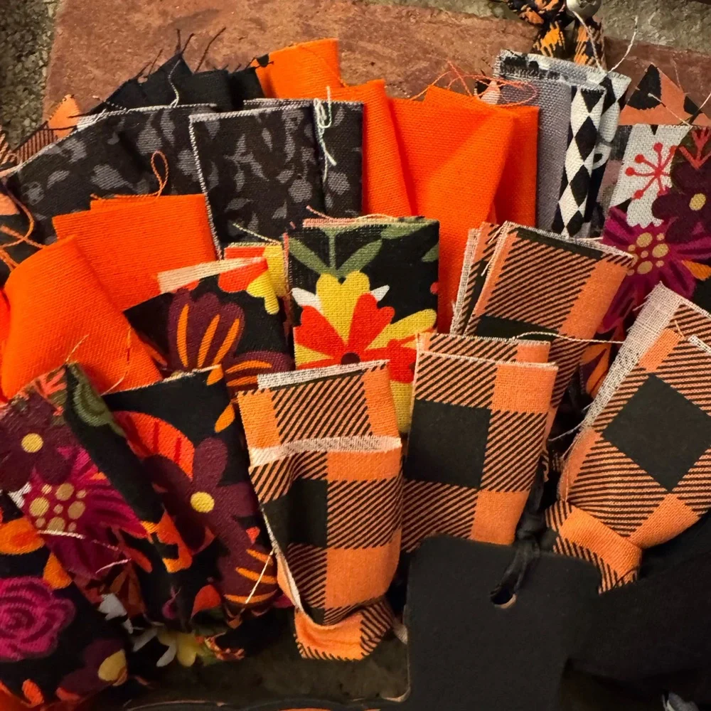 Retro Pumpkin Halloween Rag Wreath